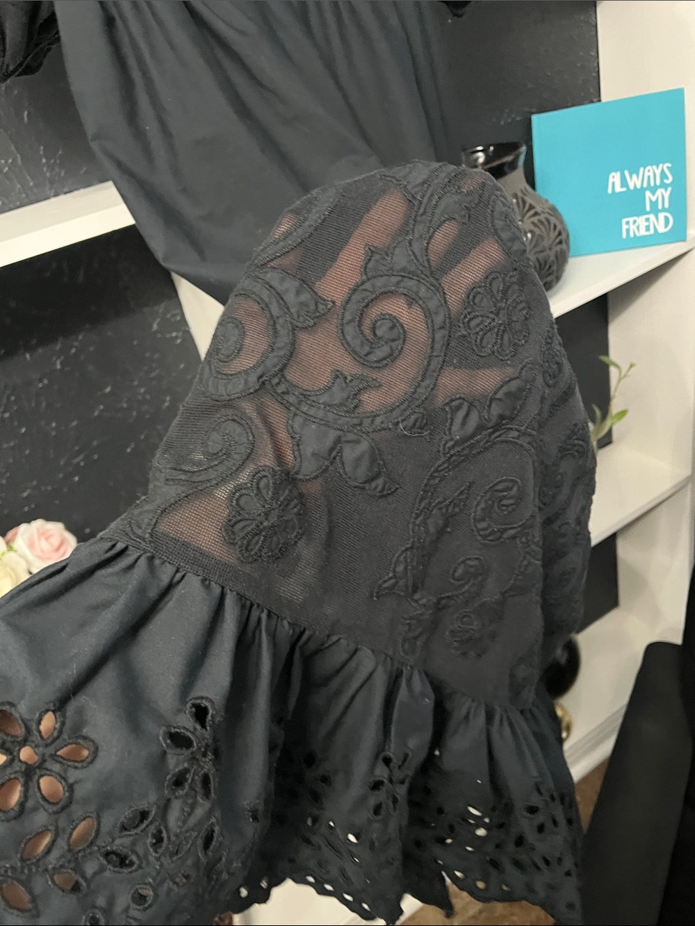 Abercrombie & Fitch Black Dress with Puff Sleeves L - Picture 7 of 16